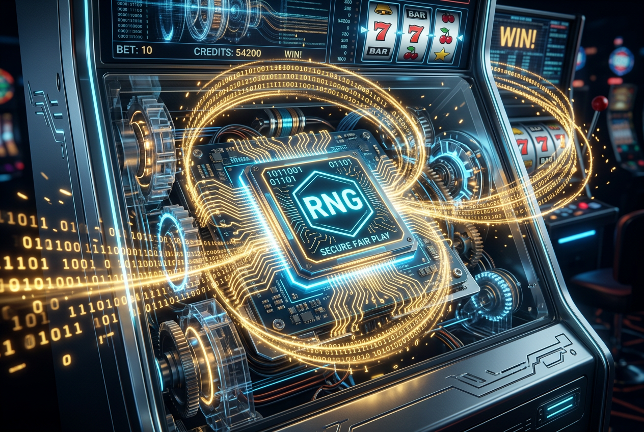 Modern online casino interface showing advanced RNG security and slot mechanics